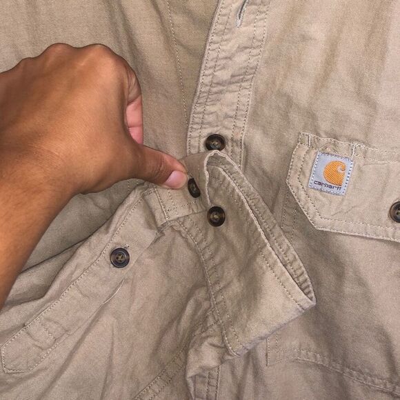 359. Carhartt Chambray relaxed fit long sleeve button down jacket size Large - Picture 9 of 9